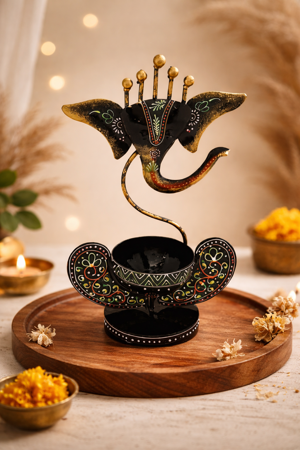 Hand-Painted Ganesha Tealight Holder